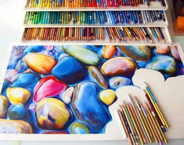 22. Невероятной красоты рисунок, выполненный цветными карандашами. интересное, фото