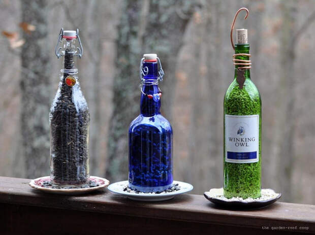 DIY бутылки вина Птица-питатели