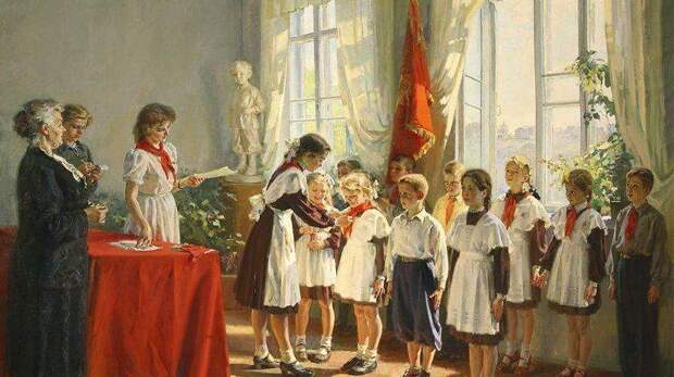 Иван Тихий.Прием в пионеры(фрагмент).1953