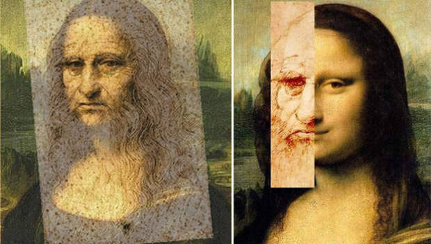 Графические попытки доказать теорию о том, что Джоконда – автопортрет Леонардо да Винчи