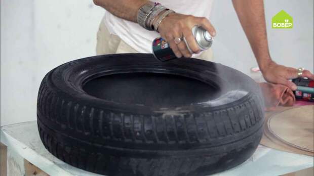 Подвесные кашпо из автомобильных покрышек