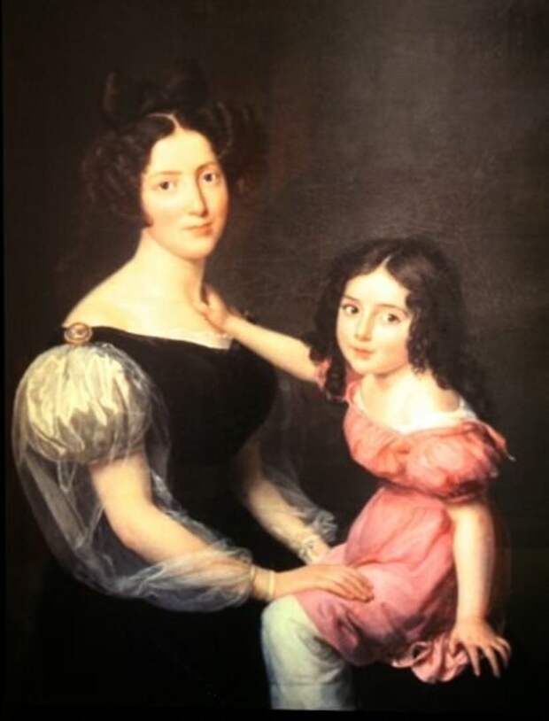 Жена и единственная дочь Шампольона, портрет XIX века