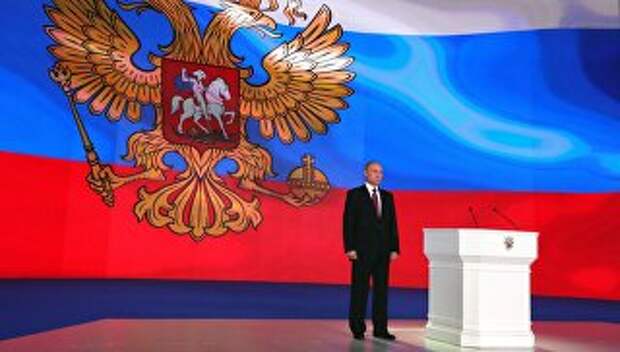 Президент РФ Владимир Путин после выступления с ежегодным посланием Федеральному Собранию в ЦВЗ Манеж. 1 марта 2018