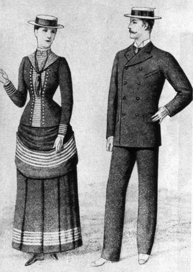 Женщина и мужчина в канотье, конец XIX века
