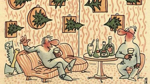 25 очень смешных советских новогодних карикатур из журнала «Крокодил» 1980-х