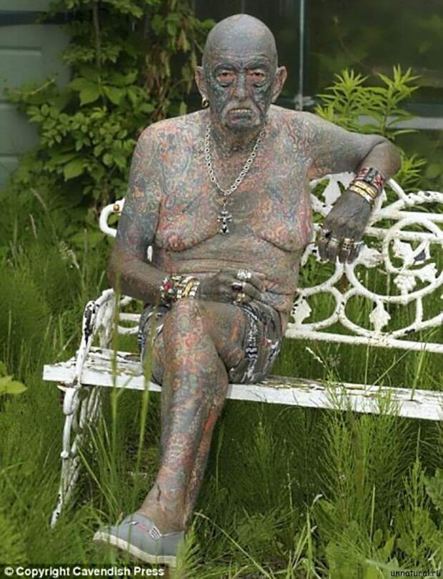 Самый татуированный в мире пожилой мужчина: Томми Уэллс интересное, люди, пожилые, странные, тату, факты, что творят