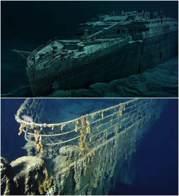 Все, что осталось от «непотопляемого» трансатлантического лайнера, затонувшего в первый же свой рейс (остатки «Титаника» на глубине свыше 3,7 тыс. метров).