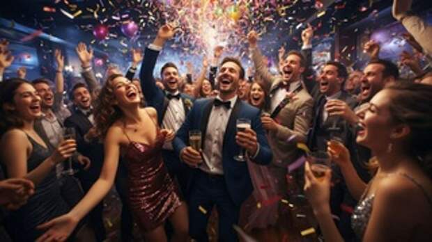 Новогодний корпоратив / Изображение сгенерировано с помощью нейросети Kandinsky by Sber AI / amic.ru