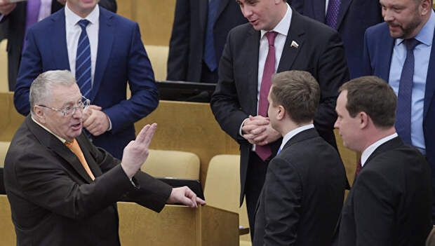 Лидер ЛДПР Владимир Жириновский на пленарном заседании Госдумы РФ. 12 января 2018
