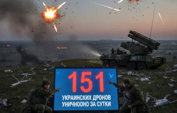 Российская ПВО за сутки уничтожила рекордные 151 украинских дрона