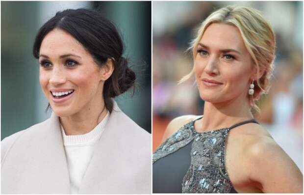 Низкий пучок очень идет Кейт Уинслет и Меган Маркл