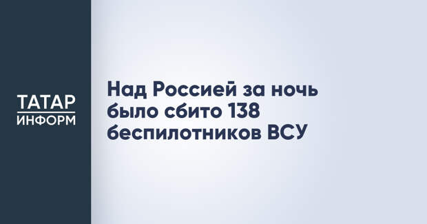 Над Россией за ночь было сбито 138 беспилотников ВСУ