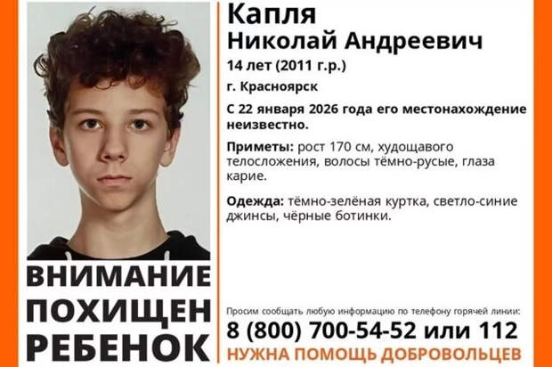 В «ЛизаАлерт» рассказали о поисках похищенного в Красноярске подростка