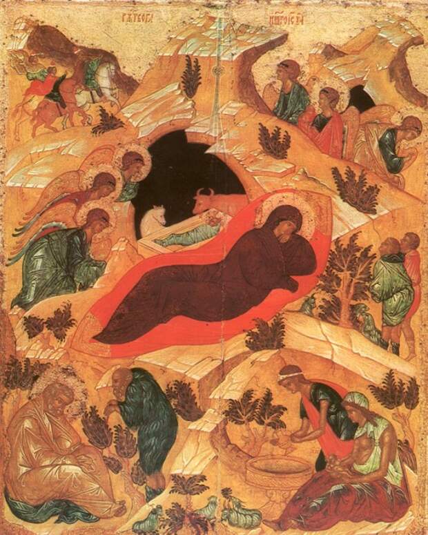 Рождество Христово: иконы и фрески.  Рождество Христово, Андрей Рублев
