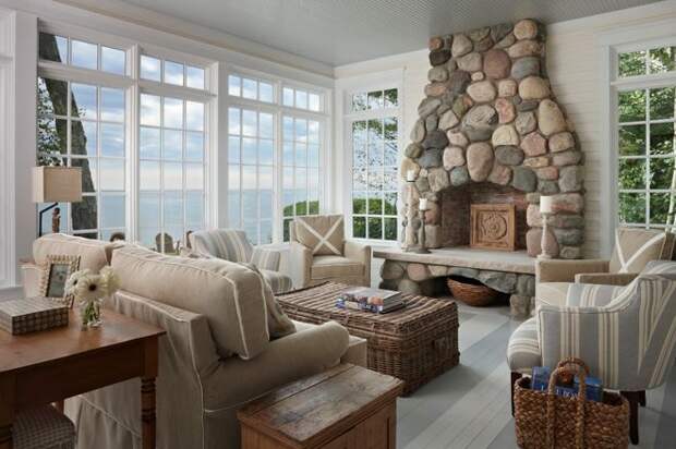 Морской Гостиная Beach Style Living Room