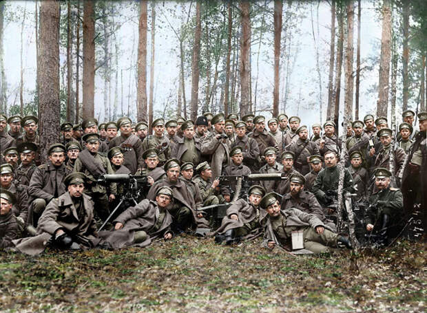 52. Российские солдаты, 1916 год время, россия, фотография, цвет