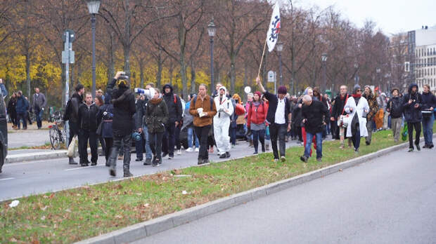 Протесты в Германии против ношения масок. Фото из открытого источника. 