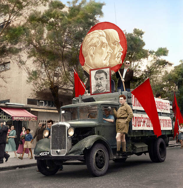 41. Демонстрация в Тель–Авиве, 1947 год  время, россия, фотография, цвет