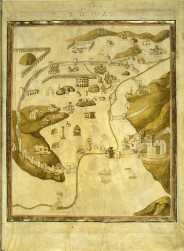 View of Rome, from Ptolemy, Geography 1469  (План Рима, от Птолемея, Географиия  1469)