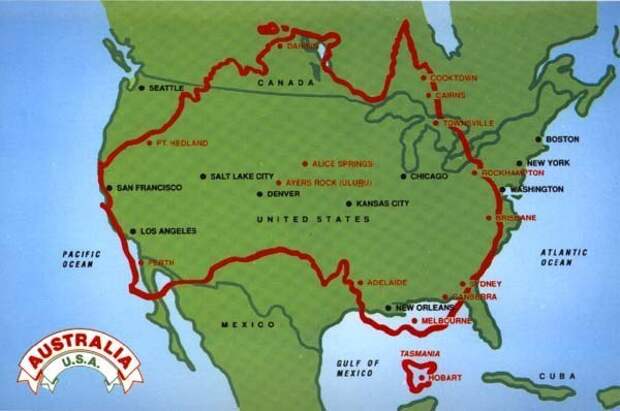 Австралия США карта