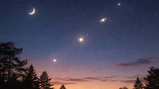 Малый парад планет 28 февраля 2025: как и где увидеть редкое сближение четырех миров