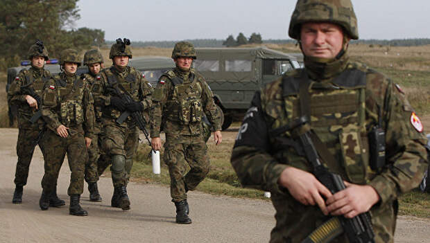 Польские военные во время учений на северо-востоке Польши Польские военные во время учений на северо-востоке Польши