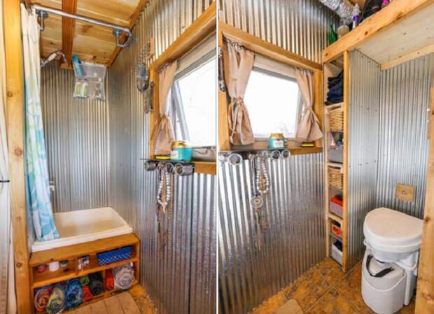 Душевая и туалет в крошечном доме на колесах (Tiny House Giant). | Фото: tinyhousegiantjourney.tumblr.com.