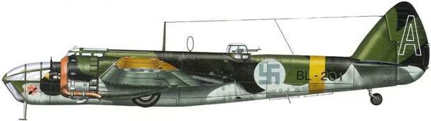 Artwork Blenheim MkIV FAF PLeLv48 Majuri Erkki Ahtiainen BL201 Onttola Finland 1944 0A