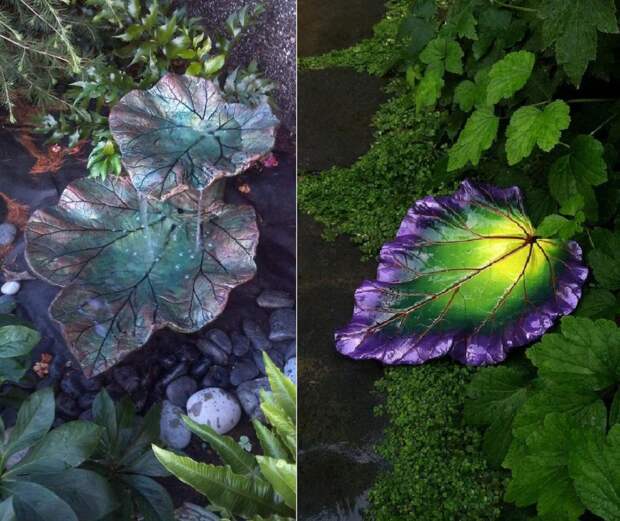 Делаю листья из бетона и украшаю сад: поделкам удивляются все гости
