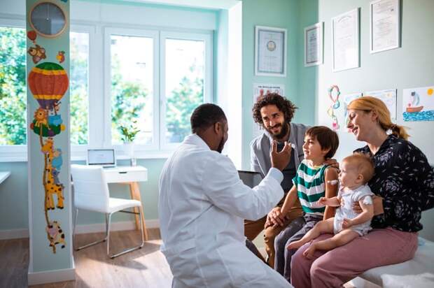 Family in doctor's office