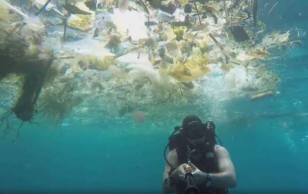 Дайвер запечатлел на видео, как плавают сквозь слои мусора на Бали ynews, Сказочное Бали, дайвинг, индонезия, катастрофа, море, свинство, экология