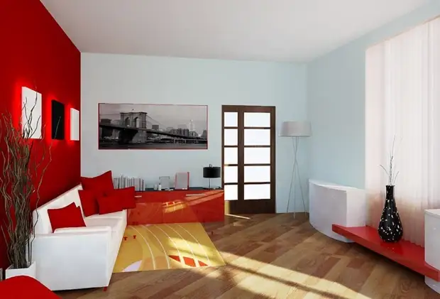 Красный интерьер в гостиной: идеи дизайна, сочетания цветов и материалы, 30+ фото