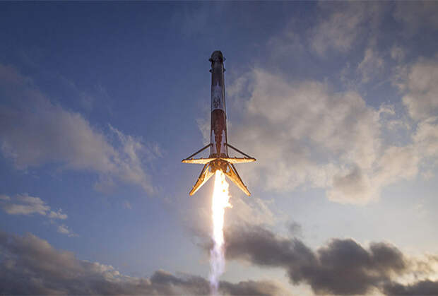 Посадка первой ступени ракеты Falcon 9