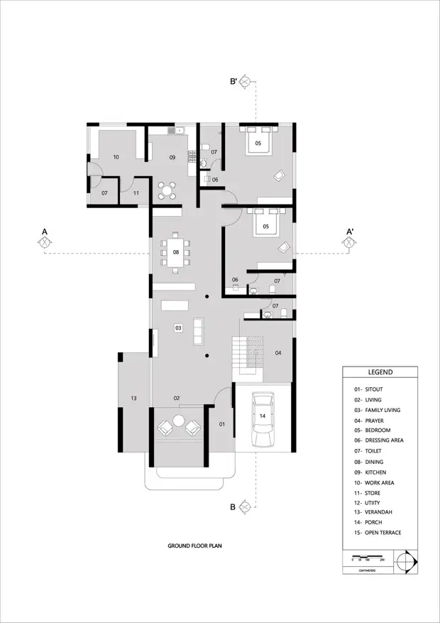 Семейный дом со смелым геометрическим фасадом в Индии