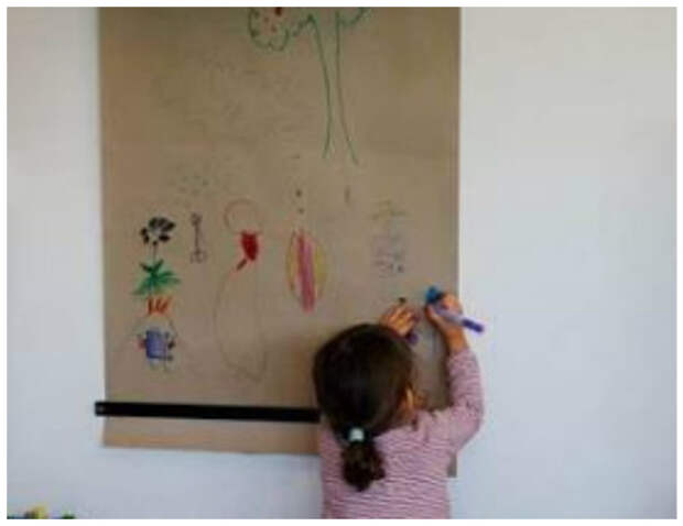 Наконец, закрепить оставшийся кусок на стене -пусть ребенок рисует. декор, куски, обои, остатки сладки