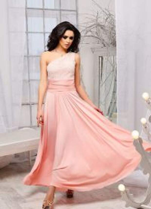 розовое платье в пол6