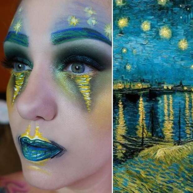 Звёздная ночь над Роной, Винсент Ван Гог    визажист, живопись, макияж