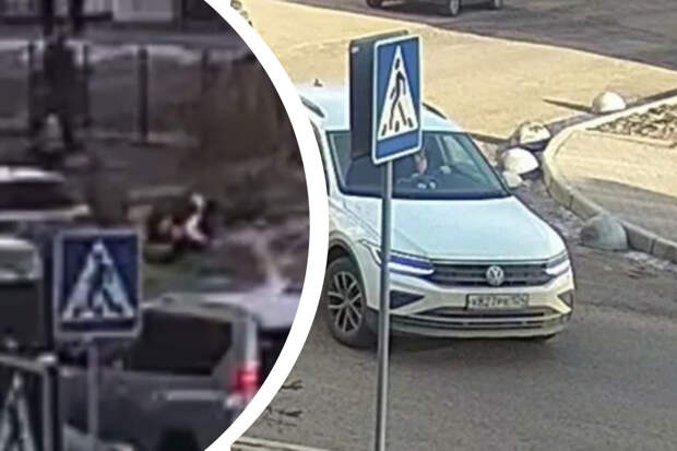 Красноярка на «Тигуане» чуть не сбила школьников на тротуаре