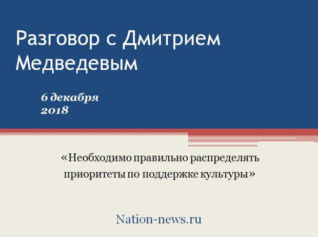 Медведев: на национальный проект "Культура" запланировано 100 миллиардов рублей