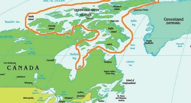 Канадский Арктический архипелаг на карте Фото yandexkz