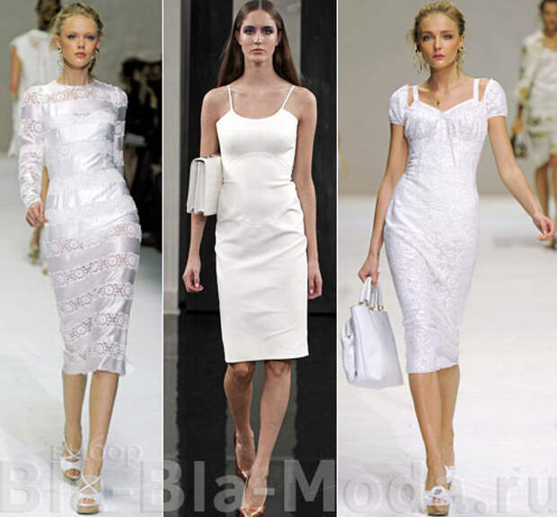 Модные белые платья: Dolce & Gabbana, Victoria Beckham, Dolce & Gabbana