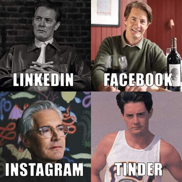 Linkedin Facebook Instagram Tinder