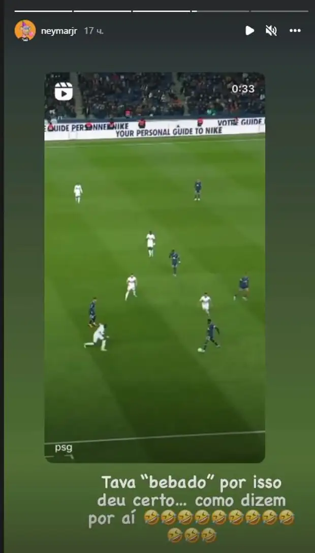 «Я был пьян, вот почему это получилось». Неймар ответил журналисту, выложив видео гола «Лорьяну»