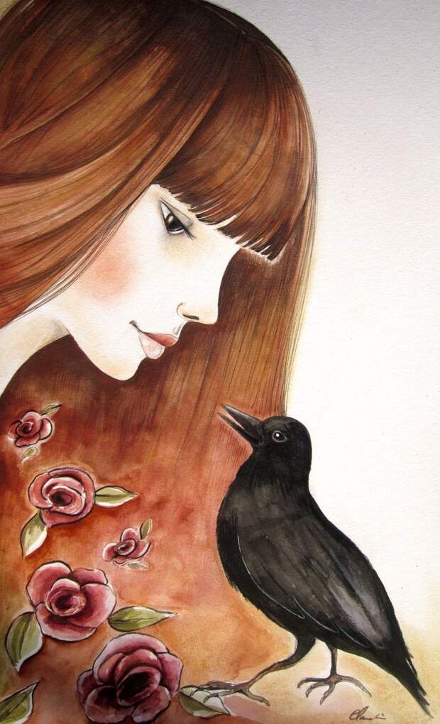 Claudia Tremblay Art | The bird's message ~ Claudia Tremblay | Acuarela