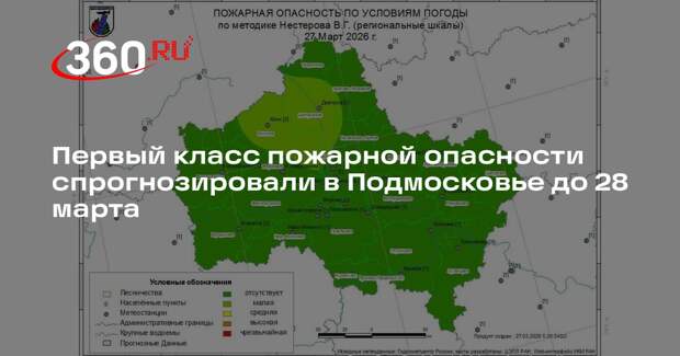 Первый класс пожарной опасности спрогнозировали в Подмосковье до 28 марта