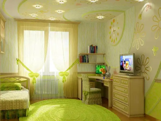 Сочетание бежевого и зеленого в интерьере