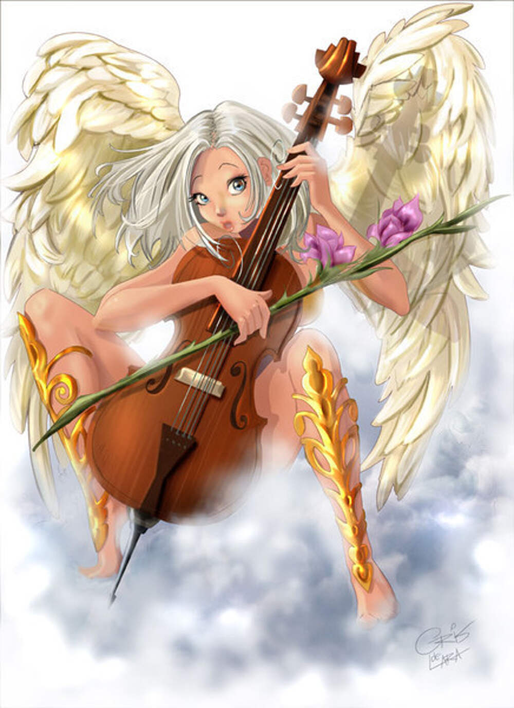 Angels violin. Ангелы с музыкальными инструментами.