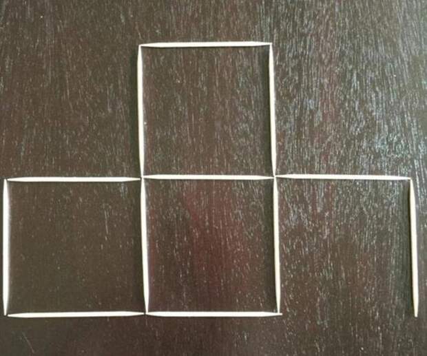 загадка с зубочистками, загадка превратить 4 квадрата в 3, загадка квадраты в 3 хода