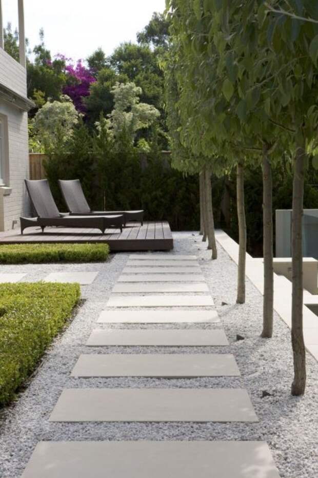Стильный и оригинальный проект сада с каменными дорожками в ландшафтном дизайне. 