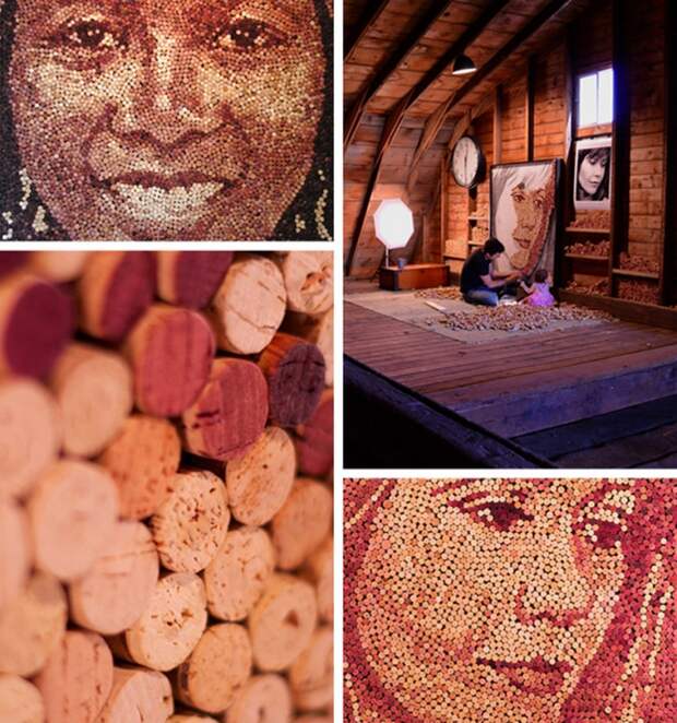 Портреты из винных пробок от Скотта Гандерсена